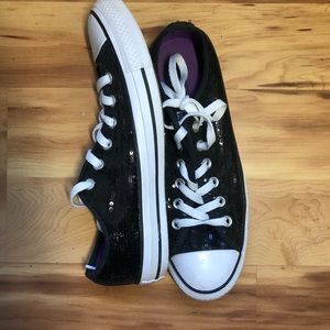 Black sequin converse size 9